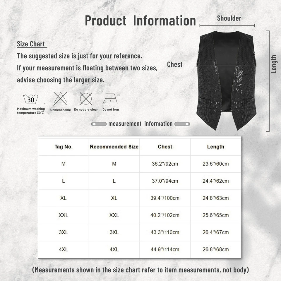 Women's Men's Sequins Vest Party Nightclub Suit Vest Button Sleeveless Waistcoat - Image 2 of 2