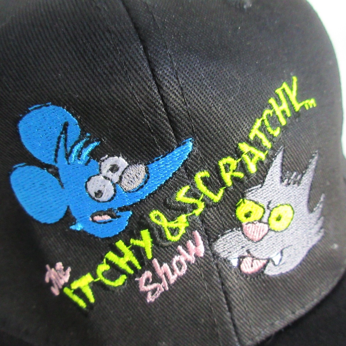 90s VTG NEW BASEBALL HAT CAP ITCHY SCRATCHY SHOW LOGO STITCH