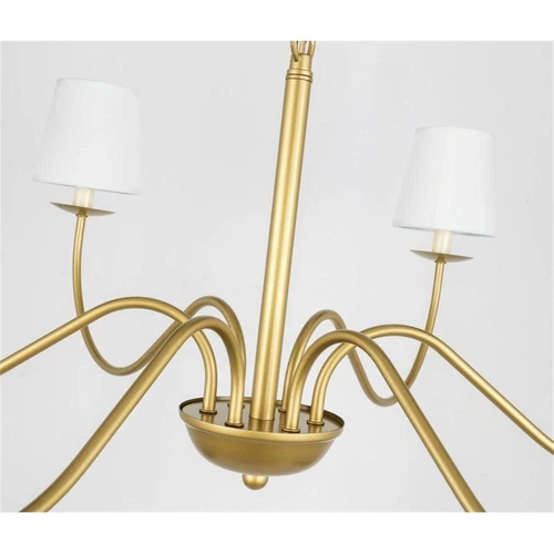 Living District Eclipse 6-Light Metal & Fabric Chandelier in Brass/White - Picture 8 of 10