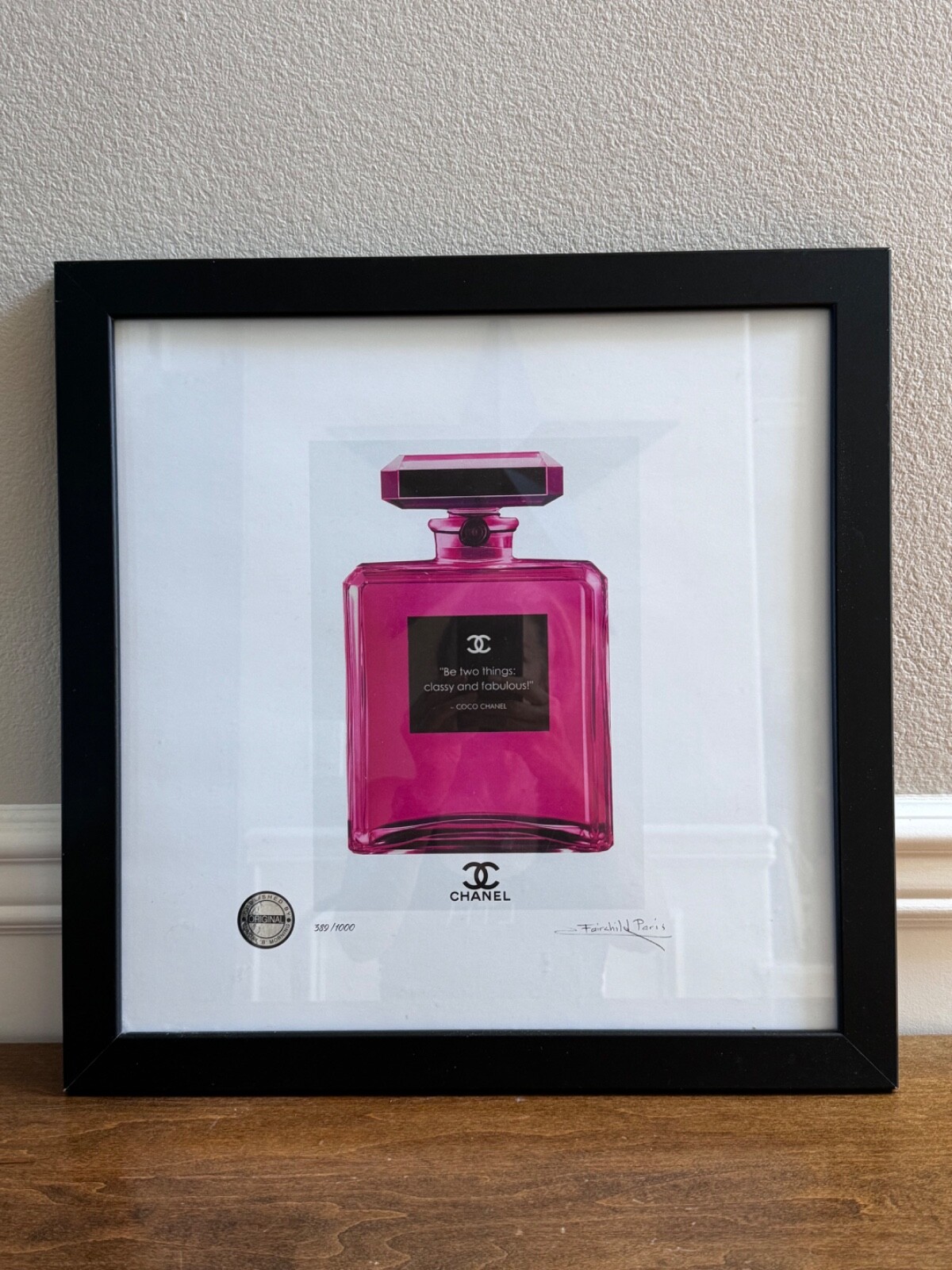 CHANEL LE COCO Perfume Art Print Signed Fairchild Paris Limited Edition 389/1000 18x18