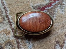 Big Leaf Maple Wood Solid Brass Belt Buckle