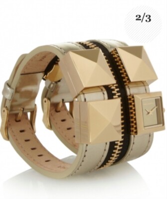 Karl Zip Watch Karl Lagerfeld Black Leather Triple Zip Bracelet Watch  main image 3