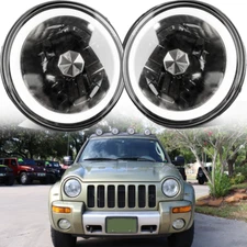 PAIR DOT 7" Inch LED Headlights DRL Turn Signal Combo For 2003-2007 Jeep Liberty