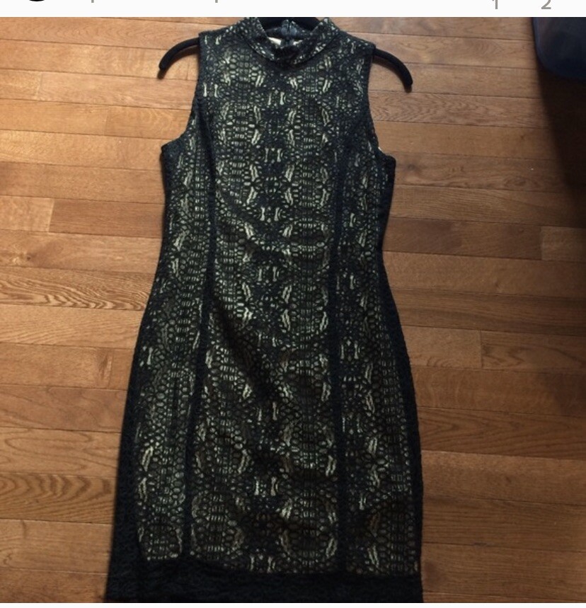FOREVER 21 Lace Crochet Dress Size Small BLACK
