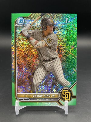 2022 Bowman Draft Chrome #BDC-143 Lamar King Jr. - Green Sparkle /99