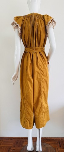ULLA JOHNSON Ojales Bordado Pierna Ancha Mono Vestido Algodón Popelina Mostaz... - Imagen 21 de 24