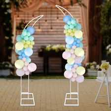 Set of 2 Metal Wedding Arch Backdrop Flower Stand Balloon Stand Party Event Deco