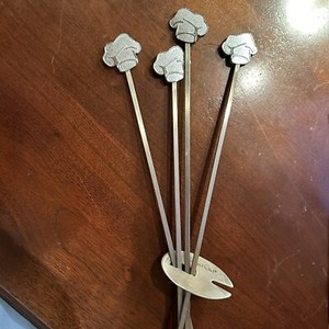4 Pampered Chef BBQ Skewers Set Kabob Grilling 14in Stainless
