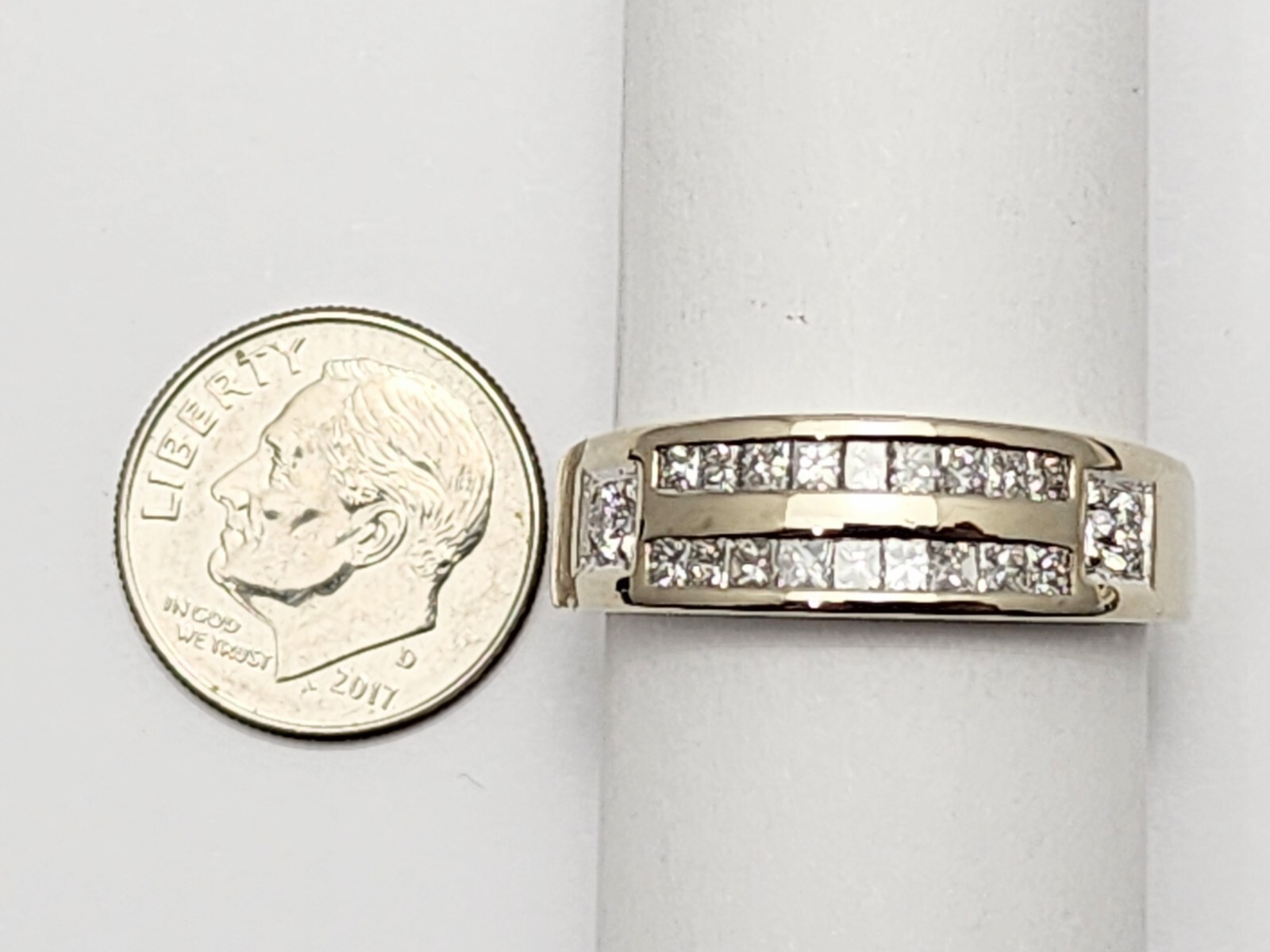 14K Solid White Gold Designer Princess Cut Diamon… - image 12