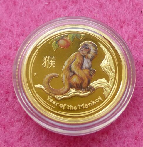 2016-P AUSTRALIA SERIES II LUNAR YEAR OF MONKEY $15 1/10TH GOLD PROOF COIN CO - Afbeelding 1 van 3