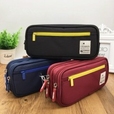 Pen Bag Black Student Pencil Case Zip Cosmetic portable Large Capacity School