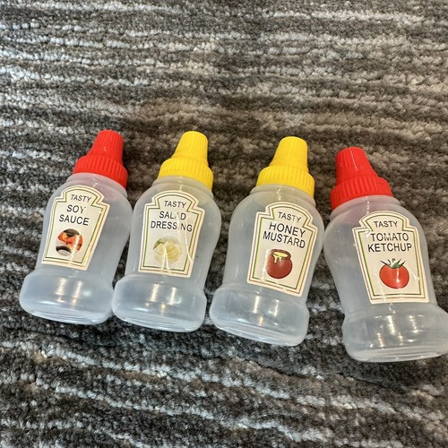Mini Condiment Bottle 4 Portable Dispenser Travel BBQ Sauce Squeeze Bottles US - Picture 3 of 14