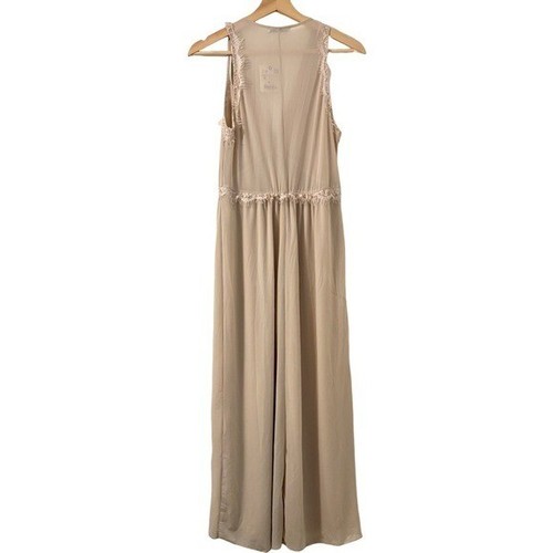 ZARA Contrasting Lace Maxi Slip Dress in Tan Size S - Picture 7 of 13