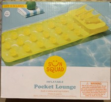 Inflatable Pocket Pool Lounge Built in Pillow Cup Holders 5'9"