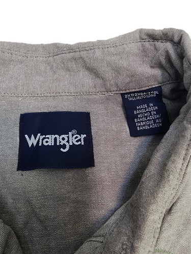 Camisa Western Manga Larga Wrangler Perla Broches de Presión Gris Sólido Para Hombres Talla 2XT - Imagen 5 de 11