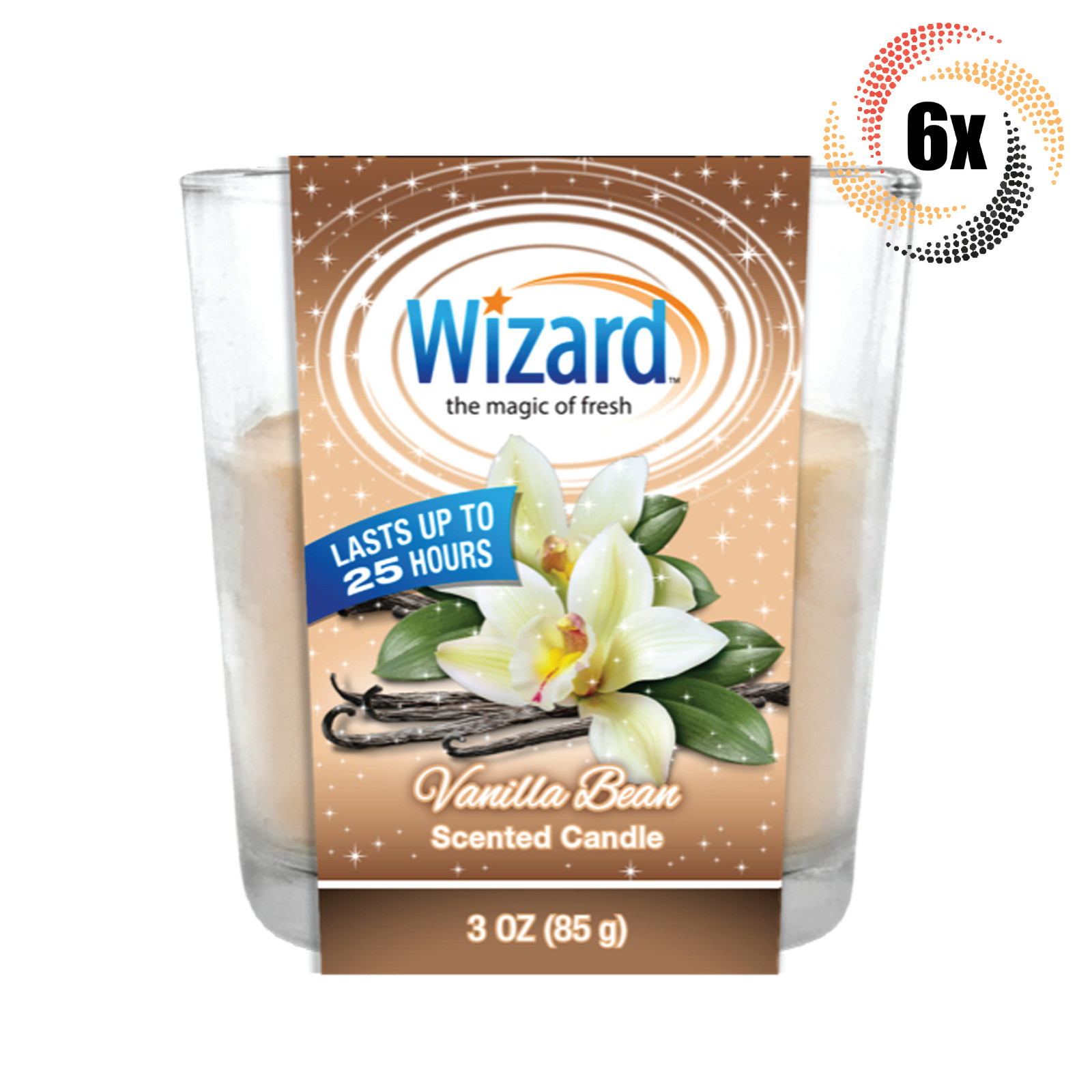 6x Candles Wizard Vanilla Bean Scented Candles 3oz Burns For 25 Hours 6490₽