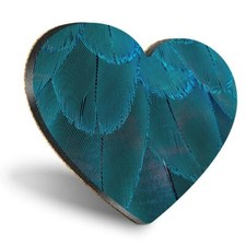 Heart MDF Coasters - Blue Macaw Bird Feathers Parrot  #44374