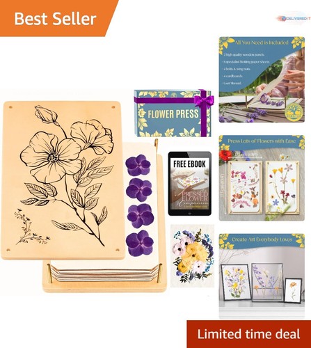 Large Wooden Flower Press Kit 10.8" x 6.9" with Tutorials for Crafting Fun