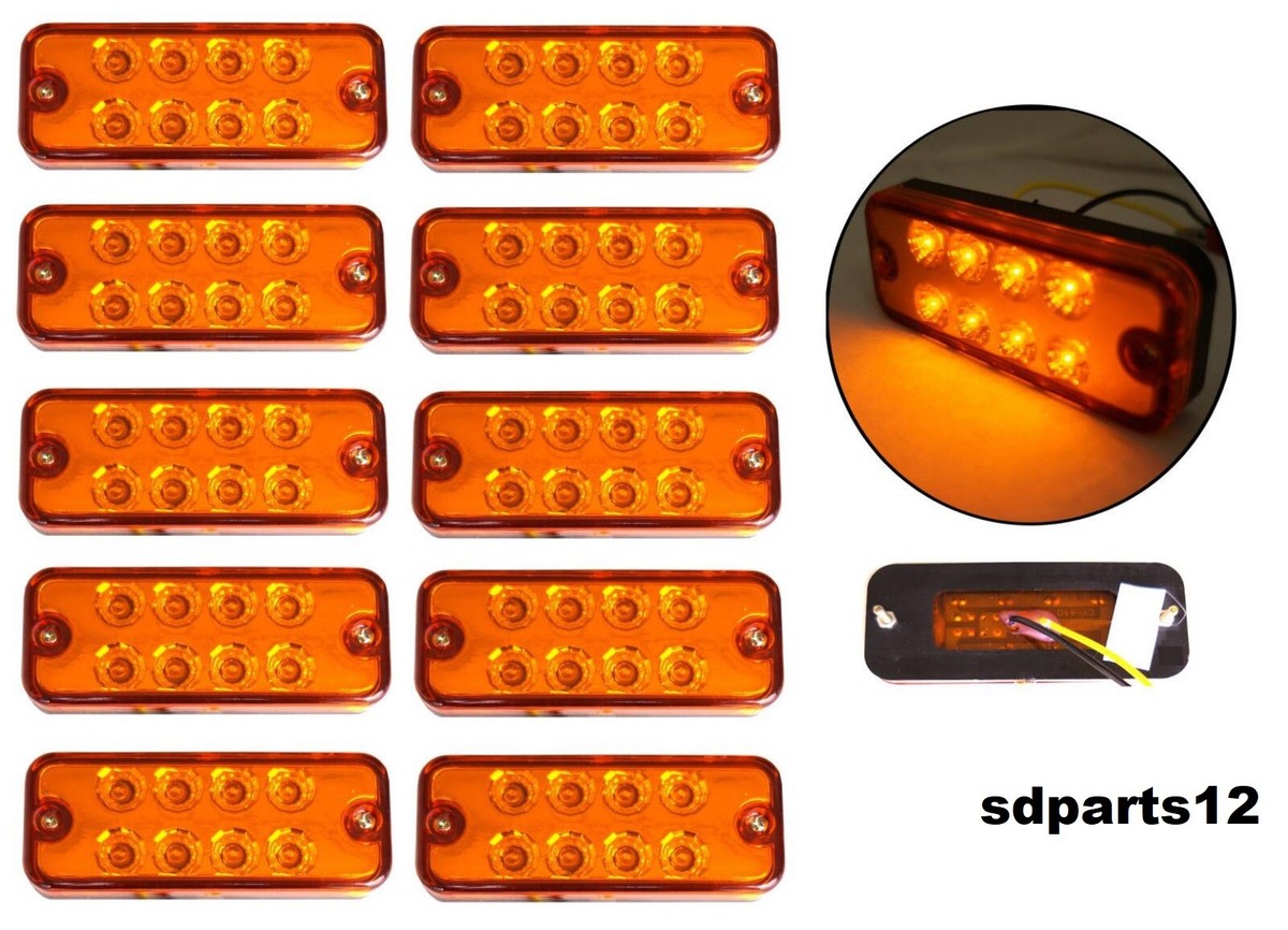 10 Luci Di Ingombro LED Ovali 12V Arancioni - Per Camion, Rimorchi, Camper E Veicoli Commerciali, Impermeabili IP67