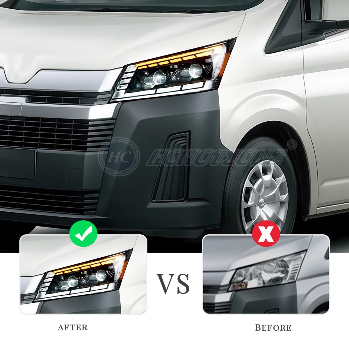 Hiace gran cabin の右左へットライトled HC LED Headlights For Toyota Hiace 2019-2023 with Animation