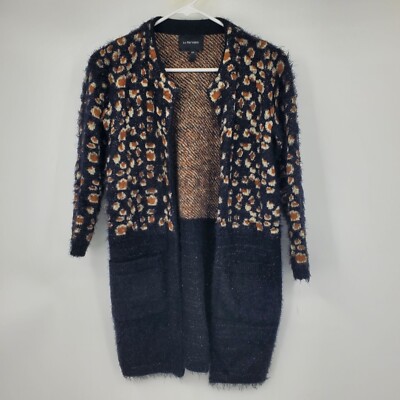La Fee Verte Anthropologie Cheetah Shimmer Leo Eyelash Long Cardigan Sweater XS