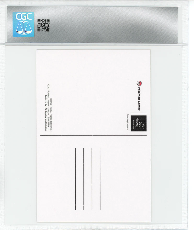 CGC 9 SUNFLORA 2023 POKEMON X VAN GOGH POSTCARD POKEMON CENTER EXCLUSIVE  - Image 2 of 2