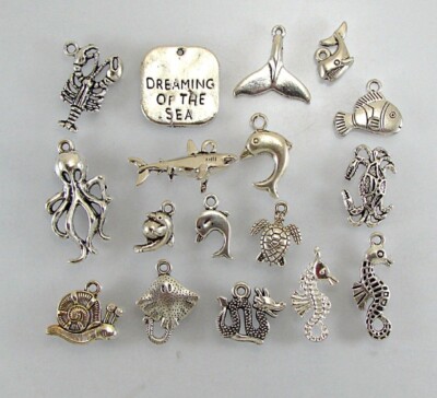 SEA CREATURE 3D Charms Shark,Seahorse,Stingray,Turtle,Whale,Octopus,Lobster,Crab