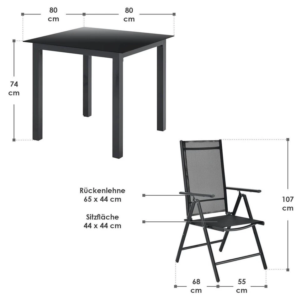Aluminium Gartenmöbel Set Sitzgruppe silber grau Terrasse Balkon Garten 4 Perso. - Bild 3 von 4