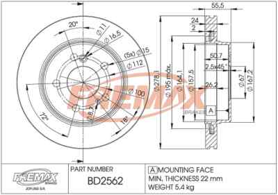 FREMAX 2x Bremsscheibe hinten Ø278mm belüftet für Mercedes CLK E-Klasse C209