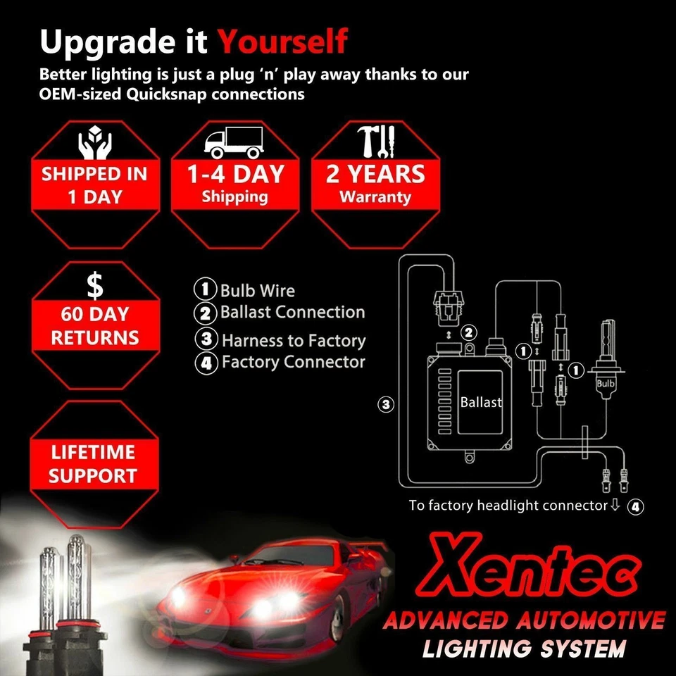 Kit de conversión Xentec Xenon Light Slim HID 40000LM 9004 9007 3000k 5000k 6000k Foto 3 de 4