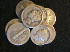 Mercury Head Dimes- 10 Different Dates/mint marks. Circulated Conditions