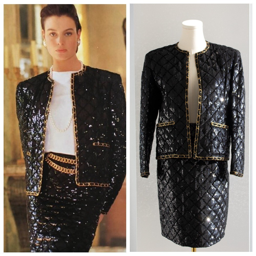 Museum Chanel Haute Couture F/W 1986 Black Gold Sequin Museum Chanel Haute Couture F/W 1986 Black Gold Sequin