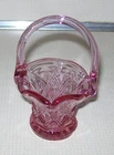 Vintage Fenton Dusty Rose Glass Diamond Lace Pattern Miniature Basket 4 1/2" T