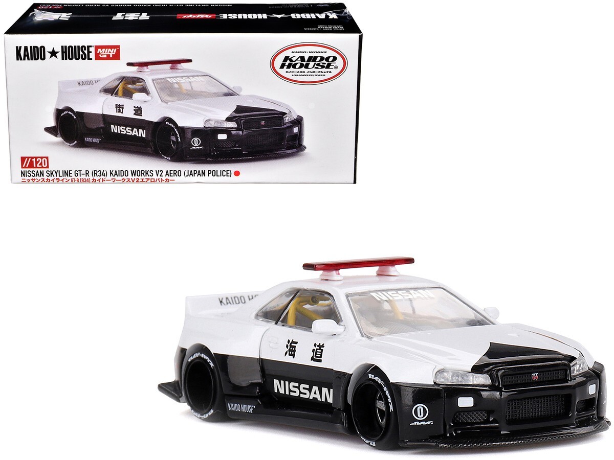 ミニカー MINIGT Nissan Skyline GT-R R34 Police EX Mini GT Kaido House 1:64 Nissan GT-R (R34) Kaido Works (V2