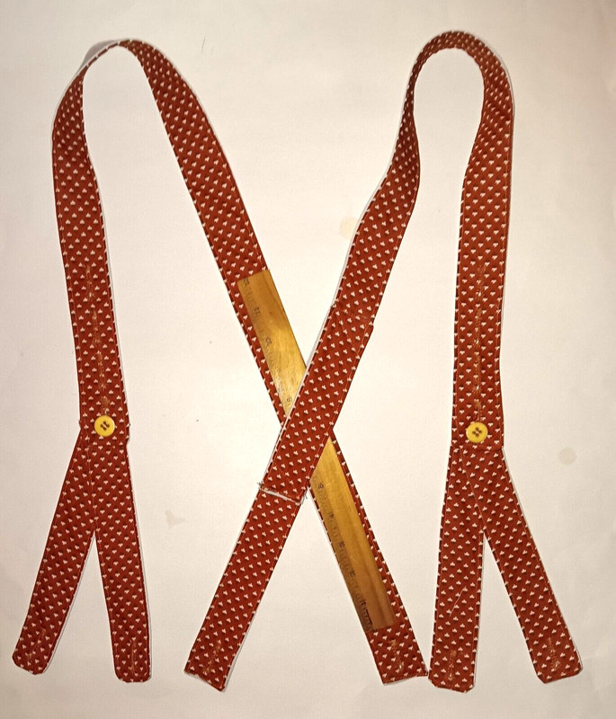 Civil War Suspender OFF WHITE BLUE Cotton Sewn Period Hand Crank Sewing Machine