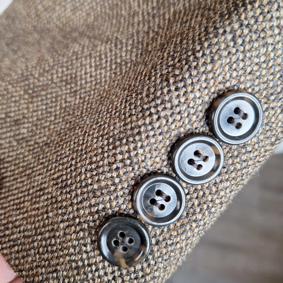 Stuart Hughes Jacket Blazer Mens 44L Brown Microcheck Wool - Image 2 of 4