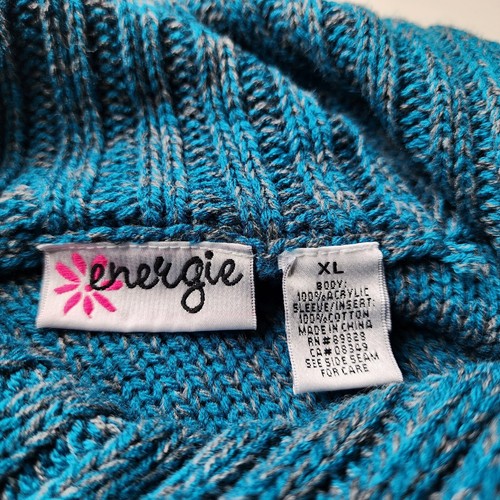 NWT Energie Juniors Long Sleeve Sweater Turquoise Green Acrylic Cowal XL - Picture 6 of 9
