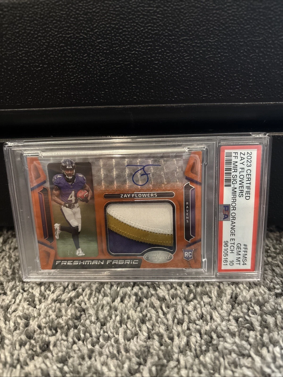 Zay Flowers Panini Certified Freshman Fabric Mirror Signature #FFMS4 Mirror Orange Etch