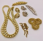 Vintage Trifari Jewelry Lot Necklaces Earrings Brooches Gold & Silver Tone