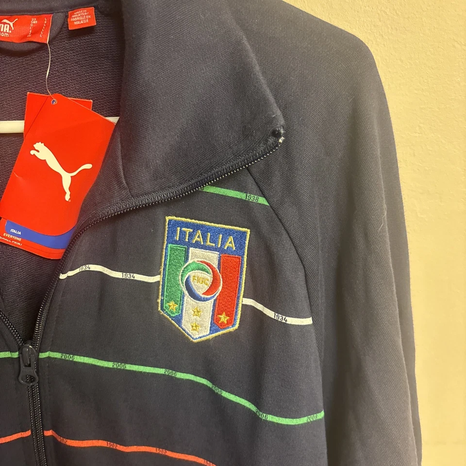 Chaqueta de Pista de Fútbol Italia Para Hombre Grande FIGC Puma Fútbol Cremallera Completa Nueva con Etiquetas Rayas Foto 4 de 4