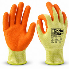 Orange Latex Coated Safety Work Gloves For Gardening Mechanical Builders Grip
