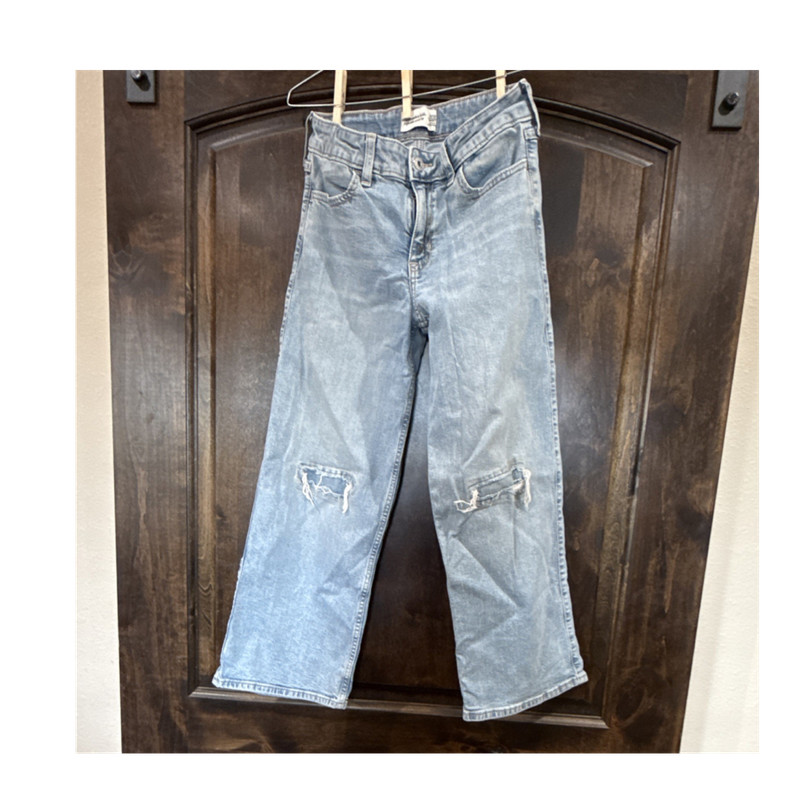Abercrombie Kids Boys High-Rise Wide-Leg Light Wash Denim Jeans 11/12