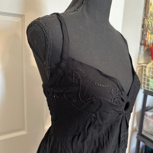 Black Embroidered Dress Sleeveless Sundress Casual Summer Mini y2k - Picture 5 of 11