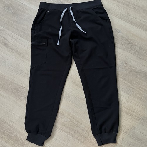 Figs Womens Technical Collection Jogger Pants Scrubs Black Large Medical Uniform