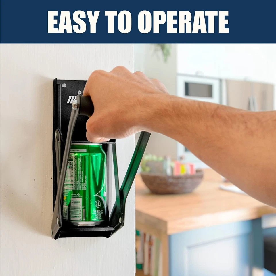 Trituradora de latas de montaje en pared Mckay 12 oz, trituradora de refrescos y cerveza de aluminio negro Foto 4 de 4