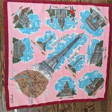 Vintage Paris Pink Scarf 30" Made In Italy Square