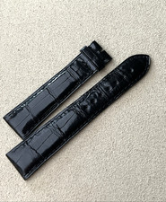 Carter Watch Strap 18 x 16 mm Ref. 1AXEAM01 Gloss Black Crocodile Thin 7" FRANCE