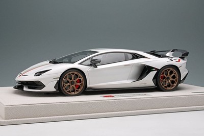 EIDOLON 1/18 Lamborghini Aventador SVJ 2018 Bianco Isis /Italian Stripe EML025F