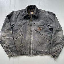VTG Carhartt J97 GVL Gray Detroit Work Wear Jacket Size Small Distressed