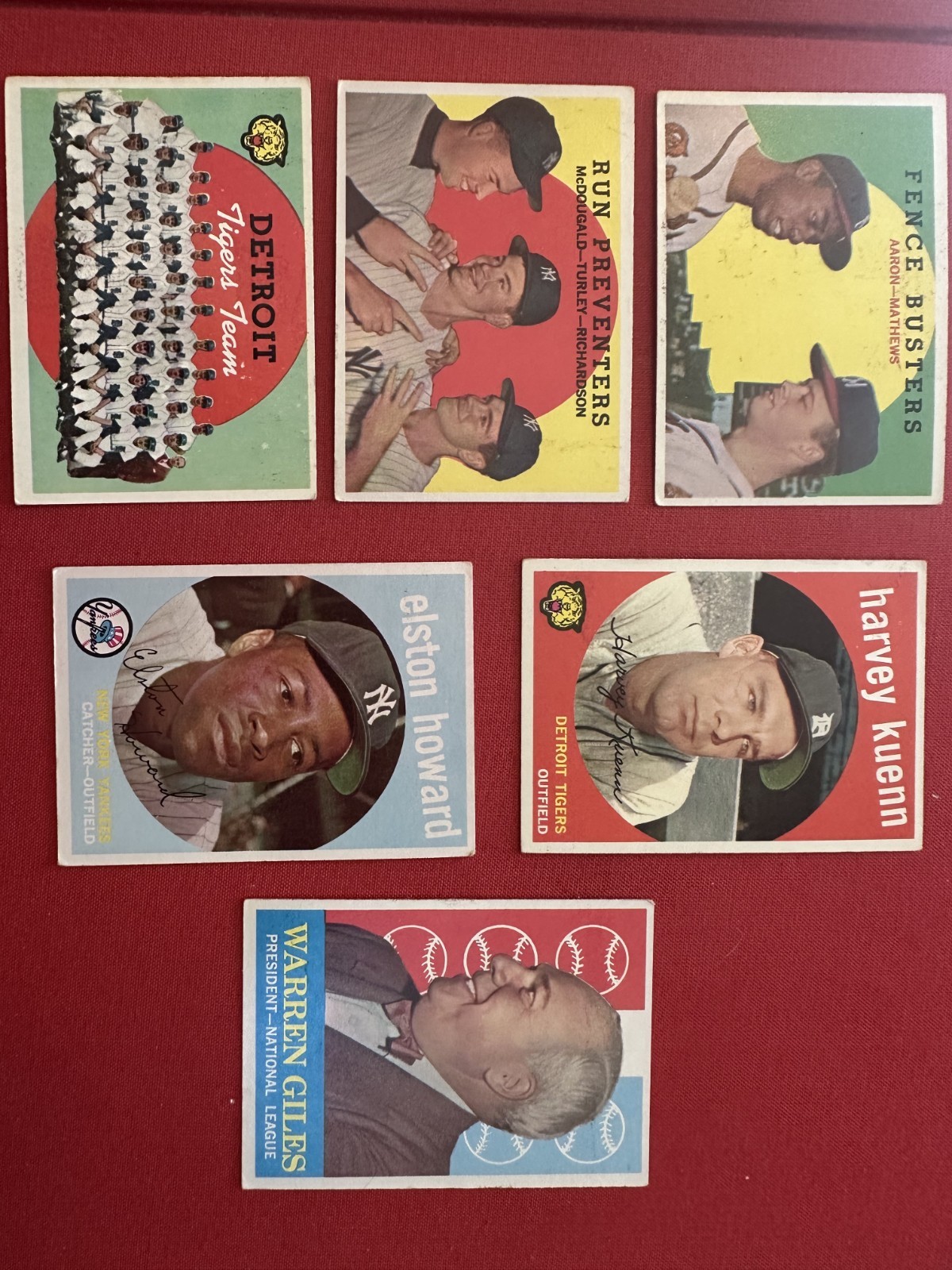 1959 Topps Lot of 6 Hank Aaron VG-VGEX (no creases)